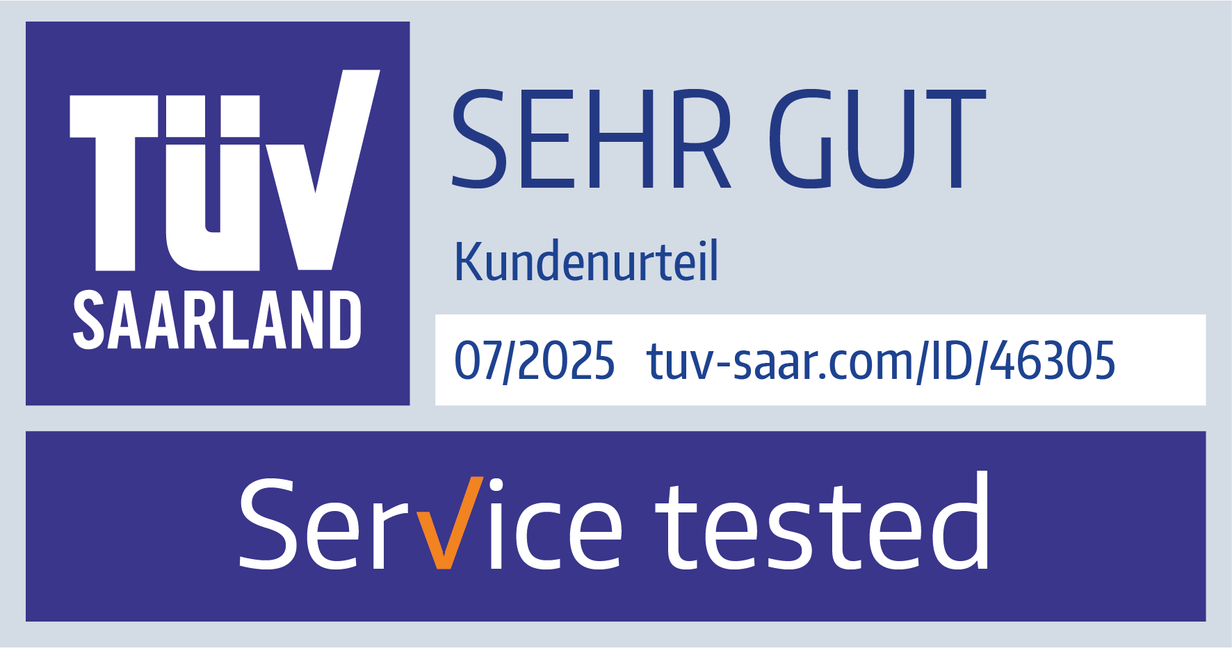 TÜV Service tested Sehr gut Juli 2025