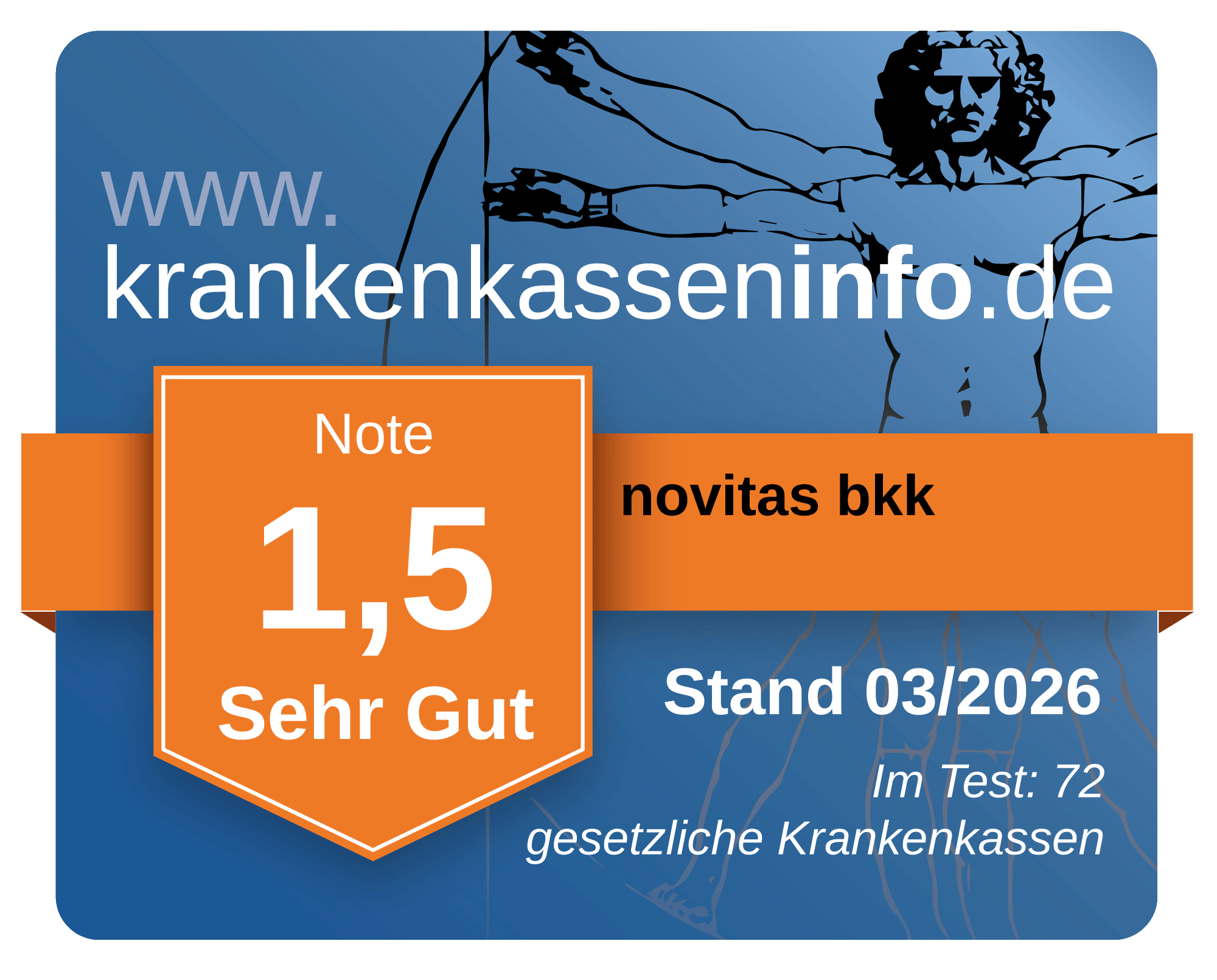 Testsiegel krankenkasseninfo Stand 03/2026 Note 1,5