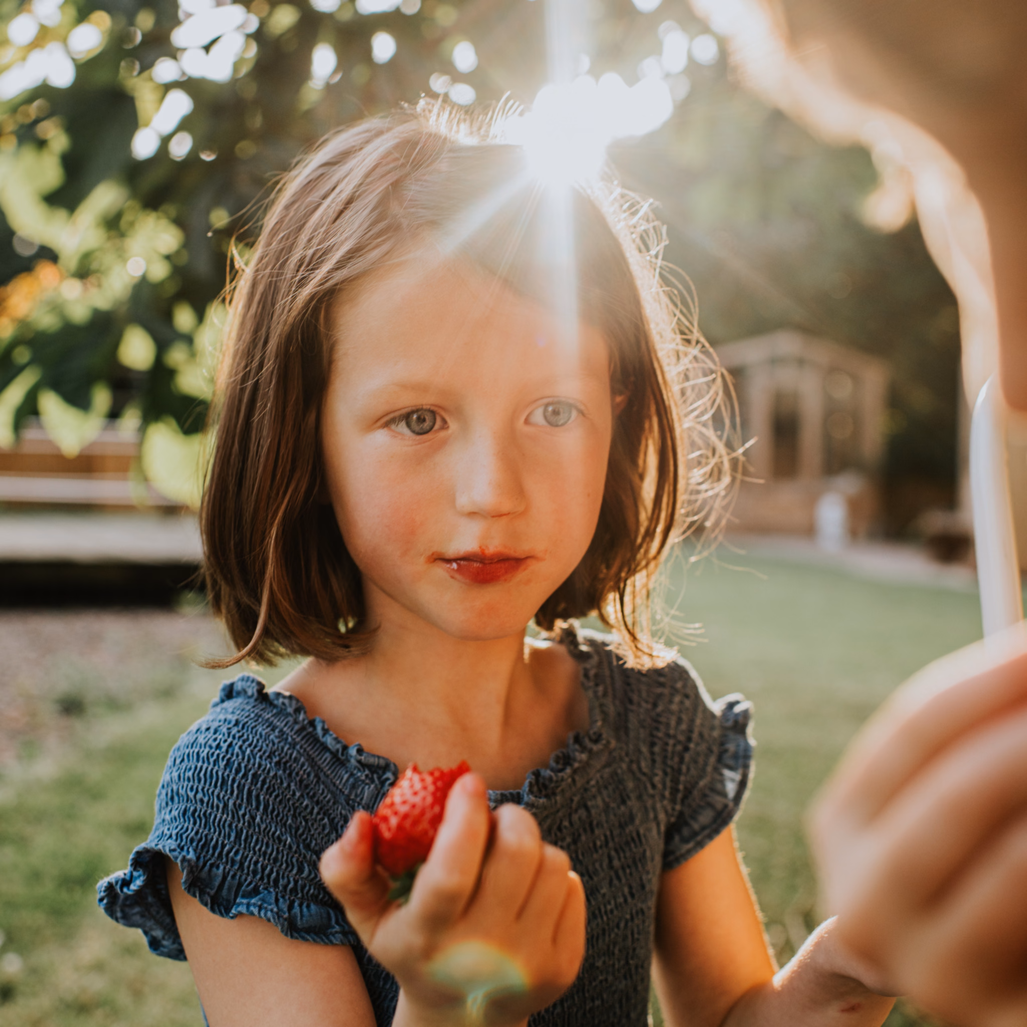 Zwei Kinder essen Erdbeeren